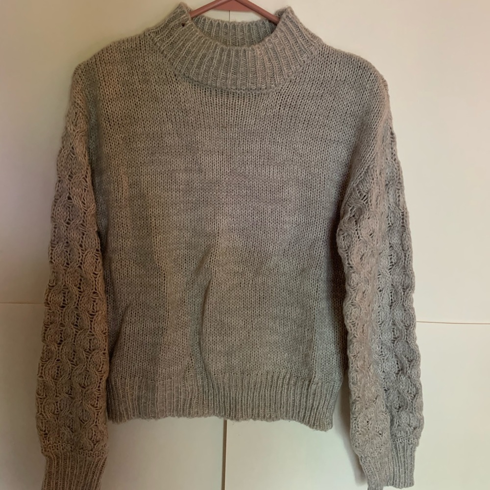 Gray t neck sweater